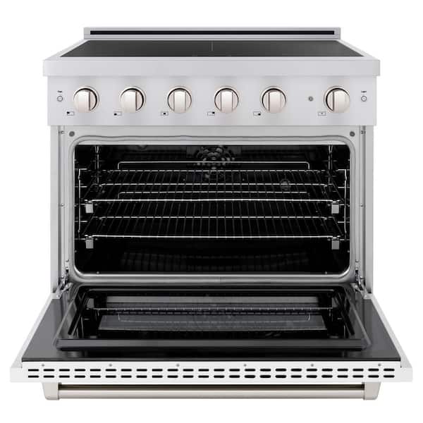 36 in. 5.2 cu. ft. Paramount Induction Range with 5 Element Cooktop in Stainless Steel with White Matte Door