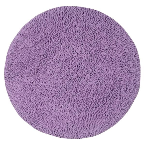 Fantasia Collection 100% Cotton Tufted Non-Slip Bath Rugs, 25 in. x25 in. Round, Purple
