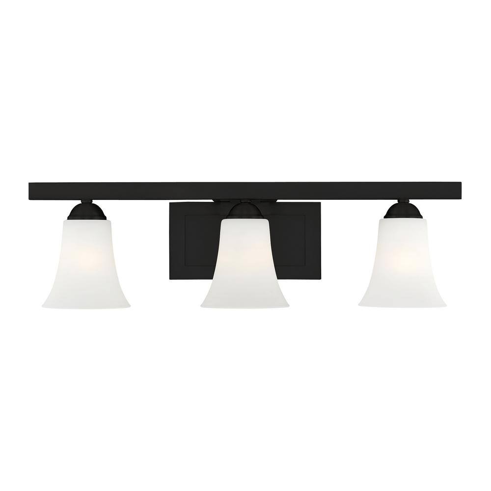 Ridgedale Black 3-Light Vanity with Satin Opal Glass