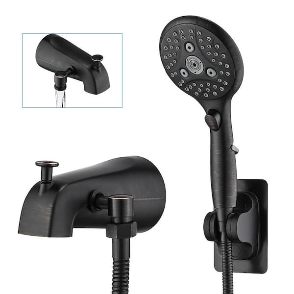 5.31 in. Lift-Up Diverter Tub Spout with 6 Spray Handheld Shower in Oil Rubbed Brozne