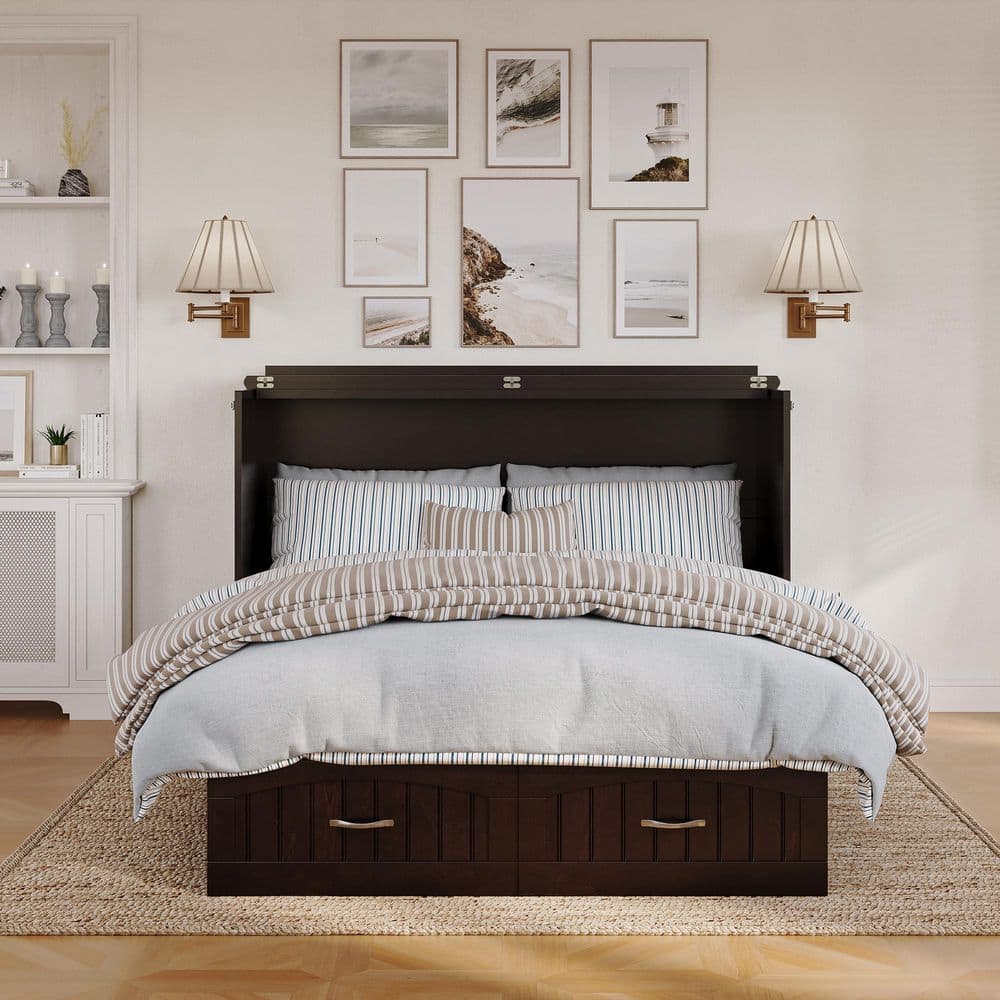 Nantucket Queen Murphy Bed Chest with CoolSoft Memory Foam Mattress