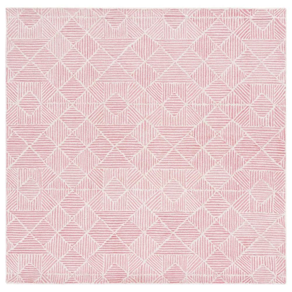 Abstract Pink/Ivory 6 ft. x 6 ft. Diamond Geometric Square Area Rug price history on PriceWatchPro