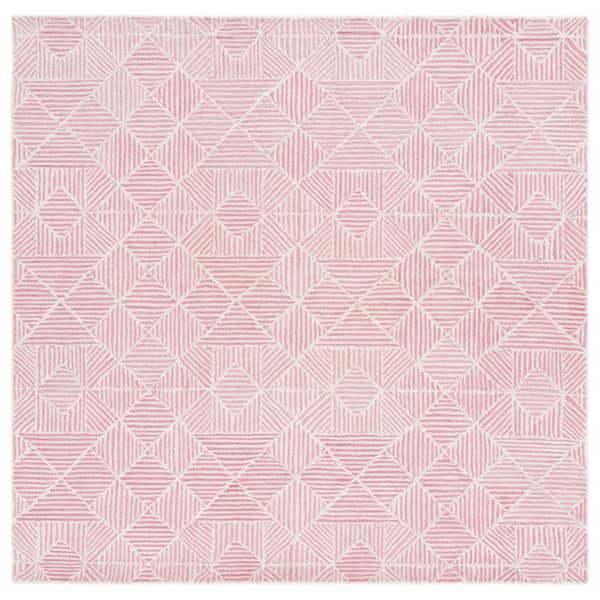 SAFAVIEH Abstract Pink/Ivory 6 ft. x 6 ft. Diamond Geometric Square Area Rug