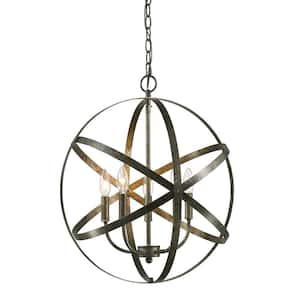20 in. 5-Light Antique Silver Outdoor Pendant