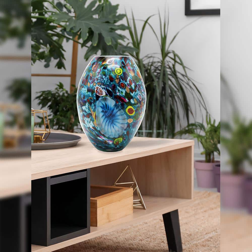 Dale Tiffany 12.75 in. Multi-Colored Kalmia Hand Blown Art Glass Vase  AV15415 - The Home Depot