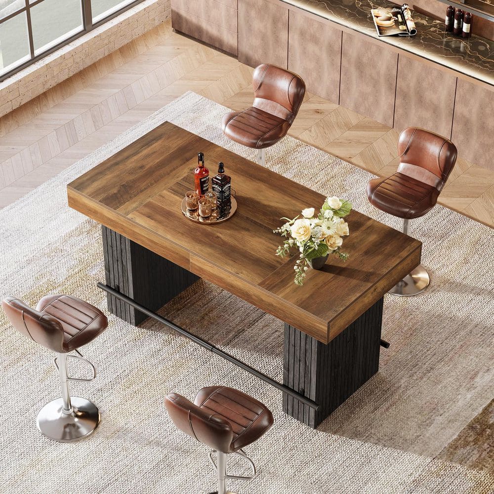 TRIBESIGNS WAY TO ORIGIN Brown 35.43 in. Rectangle Wood Height Pub