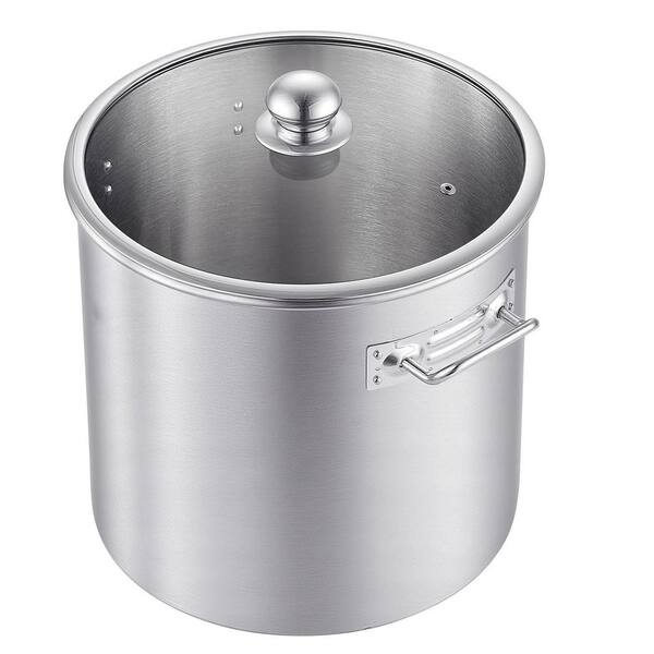 21 qt. Stainless Steel Stock Pot, Stainless Steel Stockpot with Glass Lid, Compatible with Gas Stoves,Induction Cooktops