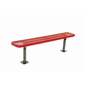 6 in. Diamond Red Commercial Park Bench without Back Surface Mount