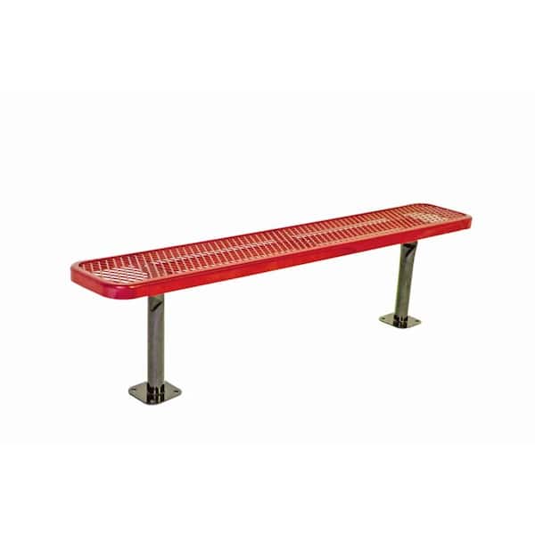 Ultra Play 6 in. Diamond Red Commercial Park Bench without Back Surface Mount