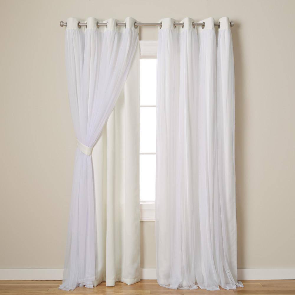 Talia Vanilla Solid Lined Room Darkening Grommet Top Curtain, 52 in. W x 120 in. L (Set of 2) price history on PriceWatchPro