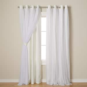 Talia Vanilla Solid Lined Room Darkening Grommet Top Curtain, 52 in. W x 120 in. L (Set of 2)