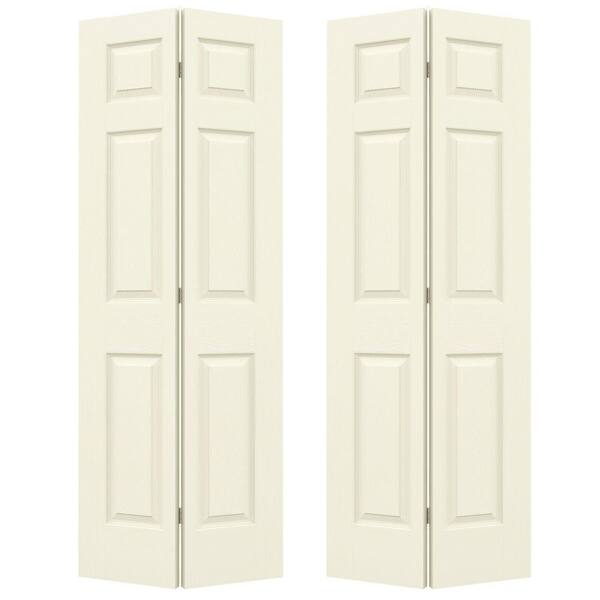 JELD-WEN 72 in. x 80 in. Colonist Vanilla Painted Textured Molded Composite Closet Bi-fold Double Door