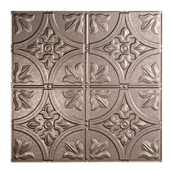 Fasade Traditional Style #2 2 ft. x 2 ft. Vinyl Lay-In Ceiling Tile in Galvanized Steel