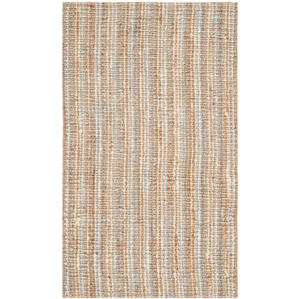 SAFAVIEH Natural Fiber Gray/Beige Doormat 3 ft. x 5 ft. Solid Area Rug