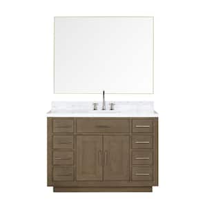 Condor 48 in W x 22 in D Grey Oak Single Bath Vanity, Carrara Marble Top, Faucet Set, and 46 in Mirror