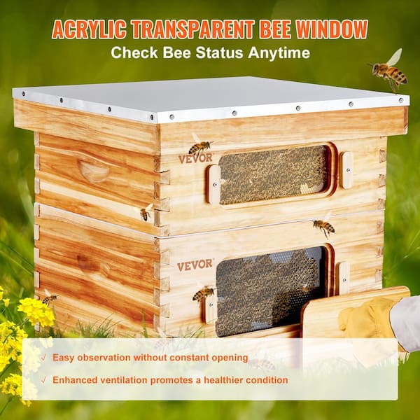 VEVOR Bee Hive 20 Frame Bee Hives Starter Kit, Beeswax
