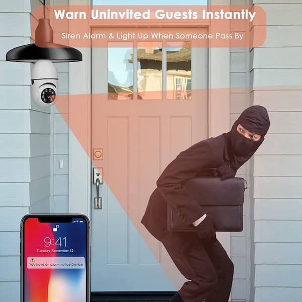 Wireless Light Bulb Indoor/Outdoor Dome WIFI Security Camera Single