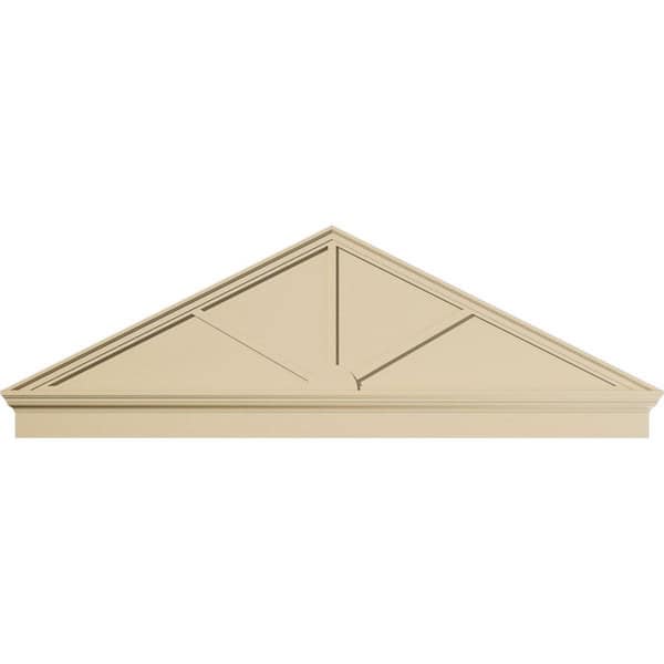 Ekena Millwork 80 in. W x 26-7/8 in. H x 2-3/4 in. P Pitch 6/12 Peaked Cap 3 Spoke Signature Urethane Combination Pediment Primed Tan