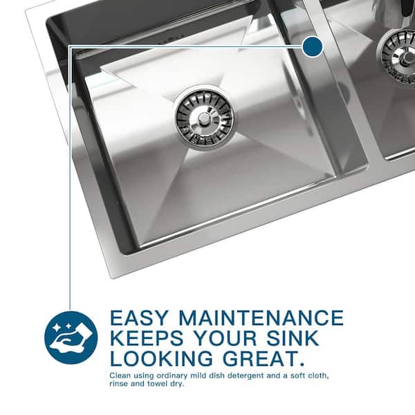 QATSPACE DESIGNS INC 32 in. Drop-In/Undermount Double Bowl