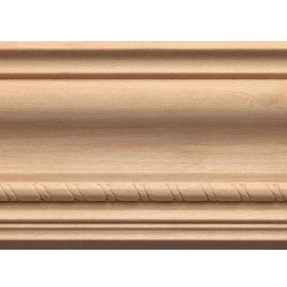 4-ft Unfinished White Hardwood Rope Crown Moulding
