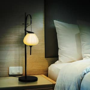 Lecce 19.5 in. Black Indoor ETL Certified Integrated LED Table Lamp with 4-Way Touch Sensor Base and Frosted Glass Shade