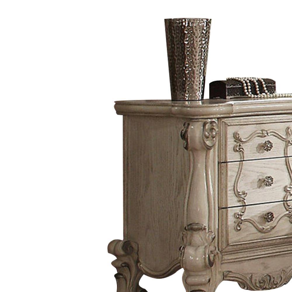 Vendome Beige and Antique Pearl Vanity Desk with Bench