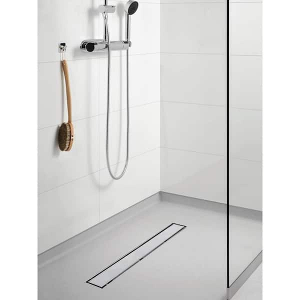 24 in. Drain with Tile Insert 2-in-1 Panel, Brushed Stainless Steel Shower Floor Drain, Linear Drain with Hair Strainer