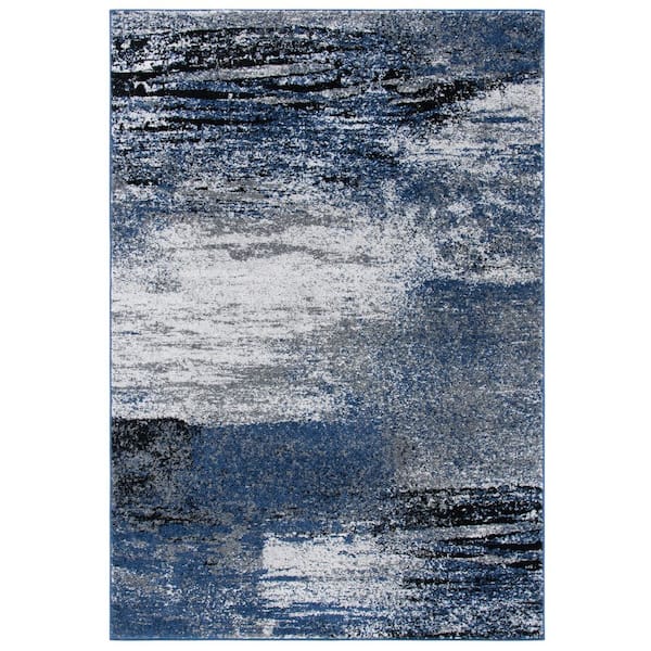 Adirondack 4 ft. x 6 ft. Gray/Blue Abstract Area Rug