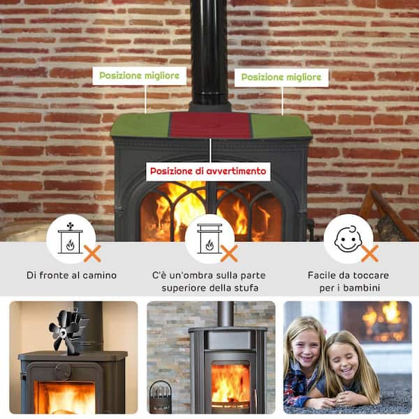 Wood Stove Fan 12 Blades, Heat Powered Stove Fan Dual Motors, Fireplace  Fans Stove Fans Non Electric, Thermal Black Log Burner Fan for Wood Buring
