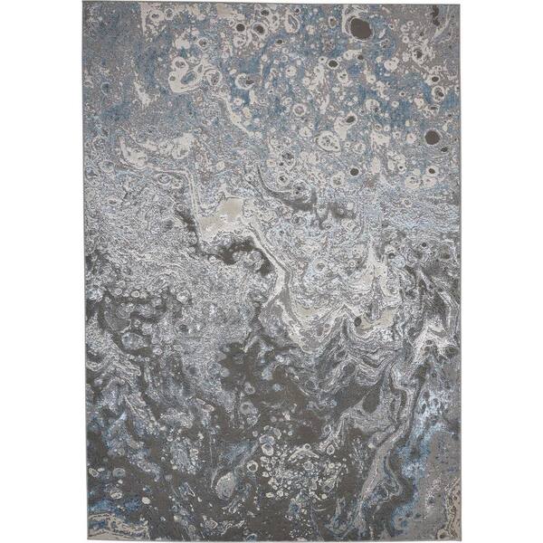 HomeRoots Blue and Gray Abstract 2 ft. x 3 ft. Area Rug