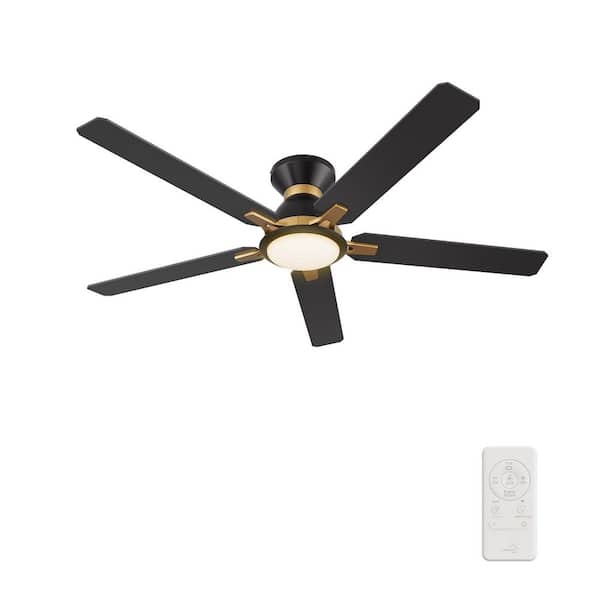 Essex II 52 in. Integrated LED Indoor/Outdoor Black Smart Ceiling Fan with Light and Remote, Works w/Alexa/Google Home