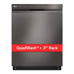 24 in. PrintProof Black Stainless Steel Front Control Dishwasher