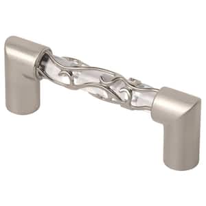 Crystal Lace 3 in. (76 mm) Center-to-Center Satin Nickel and Clear Glass Drawer Pull