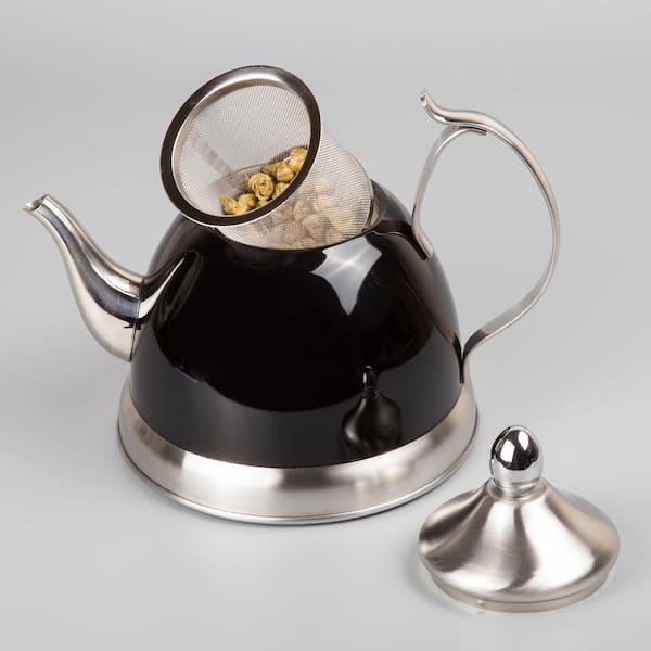 Creative Home 2.3 qt. Stainless Steel Whistling Tea Kettle Teapot with Ergonomic Cool Touch Handle, Satin Finish 11305