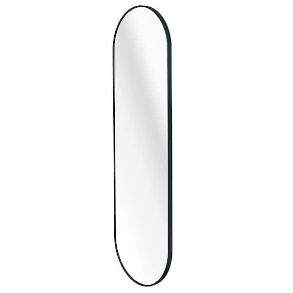 Nestfair 20 in. W x 63 in. H Oval Framed Wall Mounted Bathroom Vanity Mirror in Black