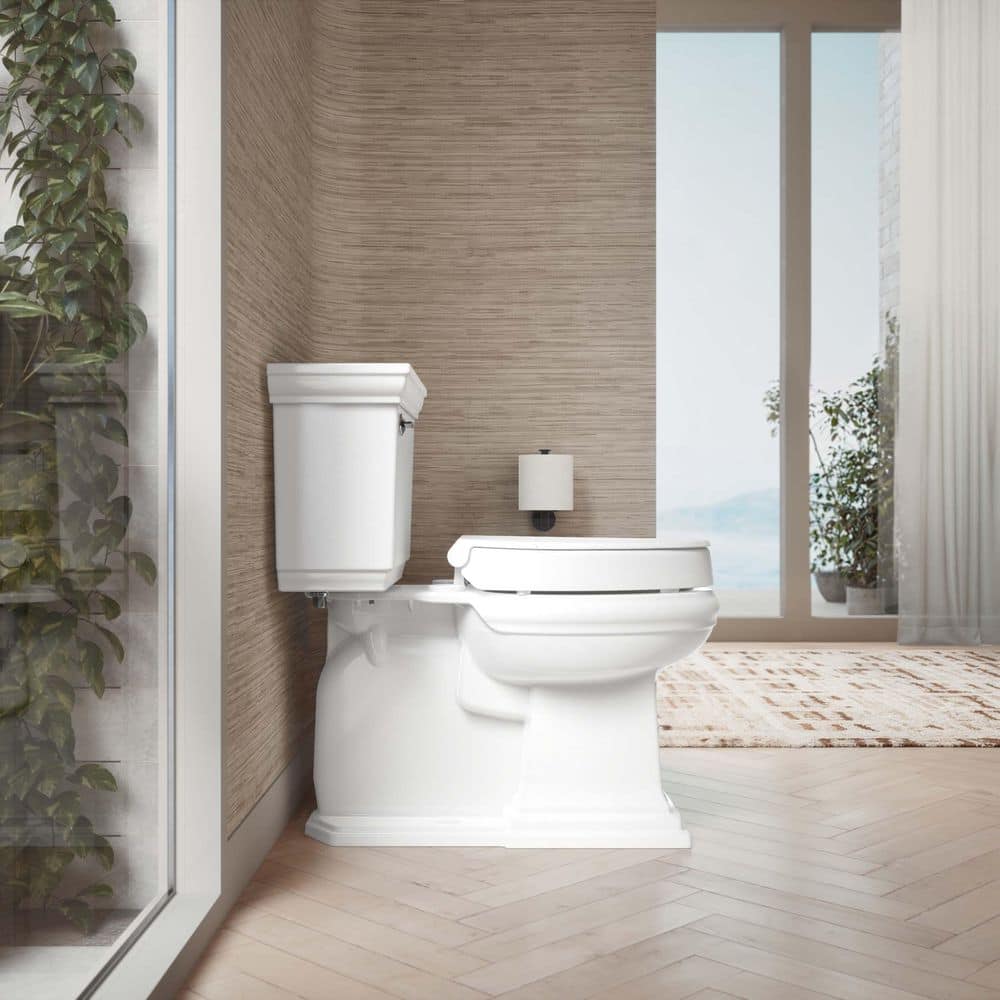 Hyten White Elevated Elongated Quiet-Close Toilet Seat