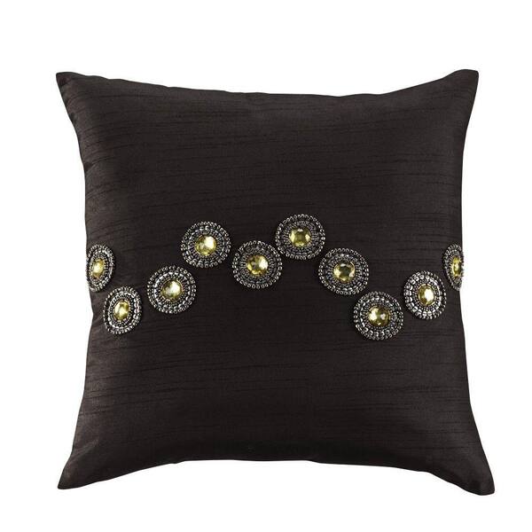 Home Decorators Collection 18 in. Black Jewel Embellished Square Pillow