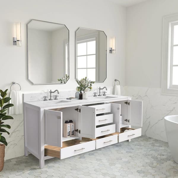 YASINU Bath Mist 72 in. W. Double Sink Freestanding Bath Vanity in
