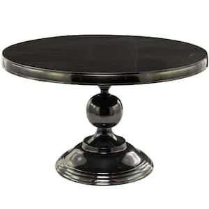 31 in. Black Medium Round Aluminum Coffee Table with Pedestal Base