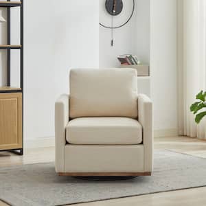 Firo Modern Beige Chenille Upholstered 360° Swivel Accent Arm Chair