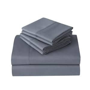 2000TC 6-Piece Charcoal Grey Solid Cotton Blend King Sheet Set