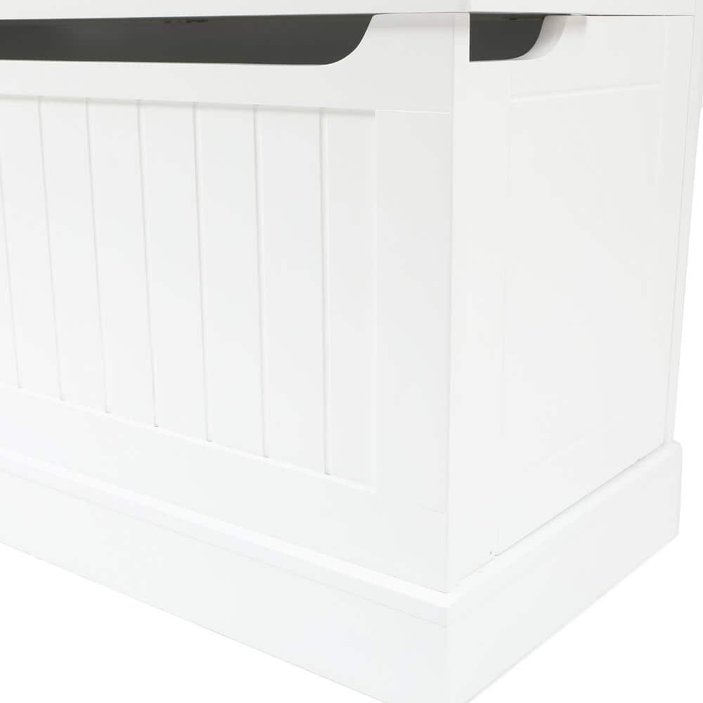 Bright White MDF Hall Tree with Storage Bench and Coat Hooks