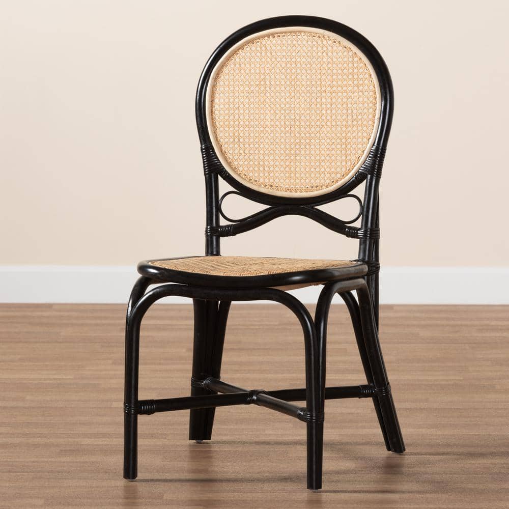 Ayana Black and Natural Rattan Low Side Chair