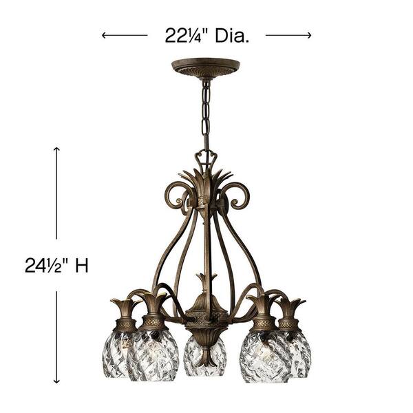 HINKLEY - Plantation 5-Light Pearl Bronze Shaded Chandelier