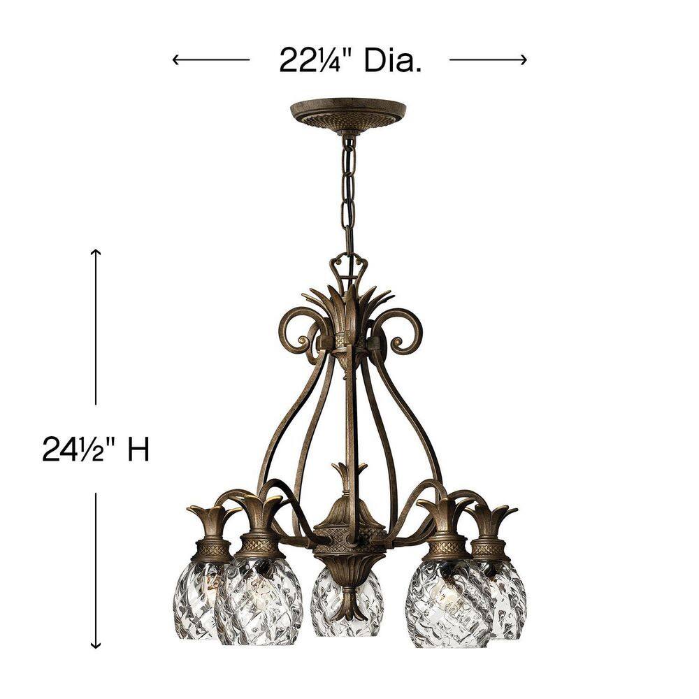 Pearl Bronze 5-Light Chandelier with Clear Optic Glass
