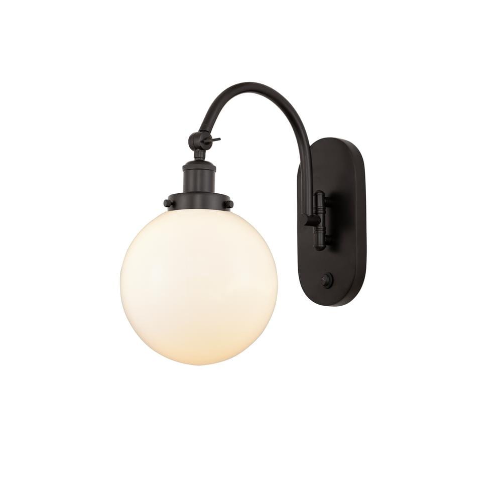 Beacon 1-Light Oil Rubbed Bronze, Matte White Wall Sconce with White Glass Shade price history on PriceWatchPro