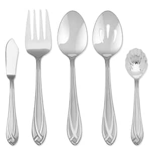 Lace Frosted 54-Piece 18/0 Stainless Steel Flatware Set with Wood Caddy (Service for 8)
