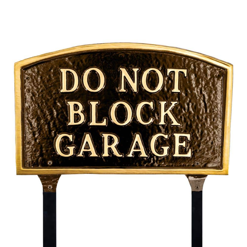 10 in. x 15 in. Standard Arch Do Not Block Garage Statement Plaque Sign with Lawn Stakes - Oil Rubbed/Gold price history on PriceWatchPro