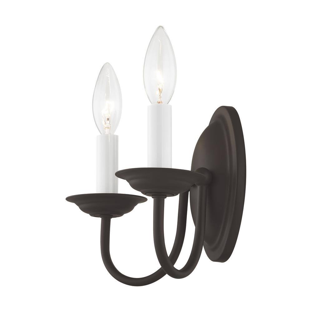 Bronze 2-Light Traditional Wall Sconce with Candelabra Base