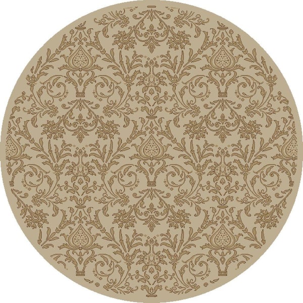 Concord Global Trading Jewel Damask Ivory 5 ft. Round Area Rug